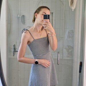 H&m Black and white gingham mini dress #ginghamdress